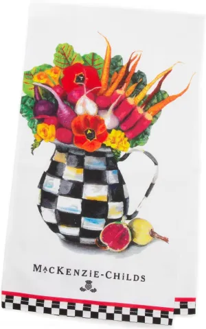 MACKENZIE-CHILDS Cotton Dish Towel, Cute Decorative Kitchen Dish Towel for Cleaning and Home Decor, Set of 1, Vegetable Bouquet