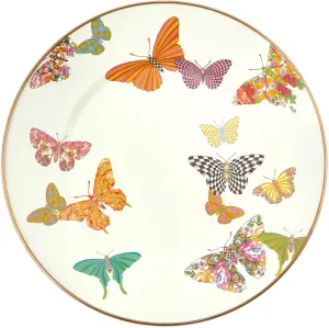 MACKENZIE-CHILDS Enamel Dinner Plate, Decorative Dinnerware Plate, 10 Inches, Set of 1, Butterfly Garden
