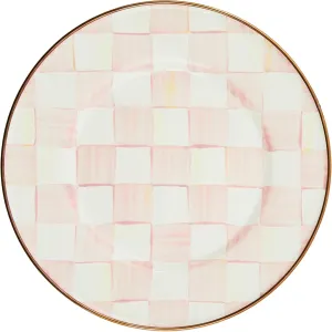 MACKENZIE-CHILDS Enamel Salad and Dessert Plate, Small Plate for Appetizers or Desserts, 8 Inches, Pink-and-White Rosy Check