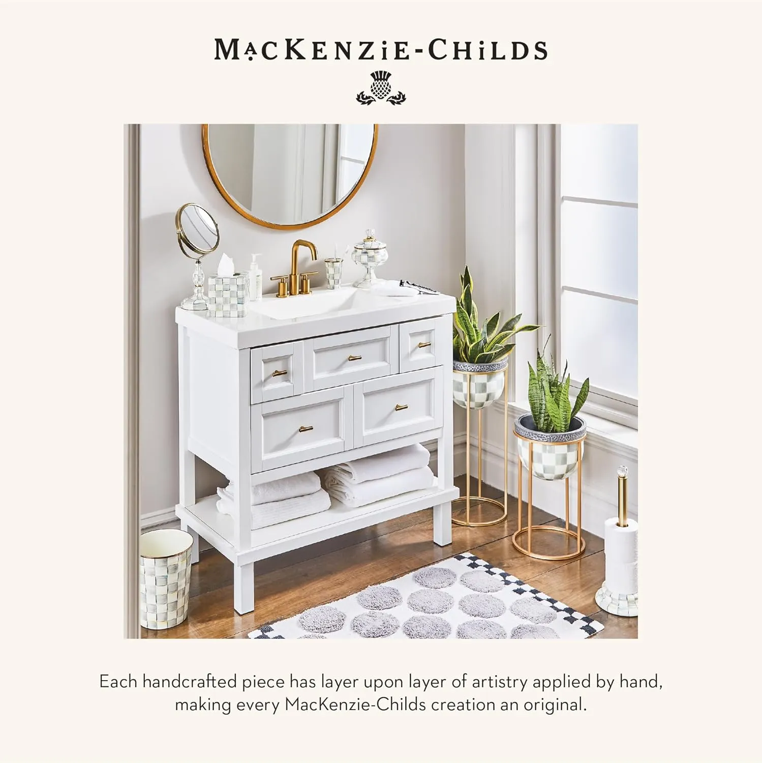 MACKENZIE-CHILDS Enamel Tumbler, Open Tumbler Cup, Cute Enamelware Cup, 10 Ounces, Gray-and-White Sterling Check