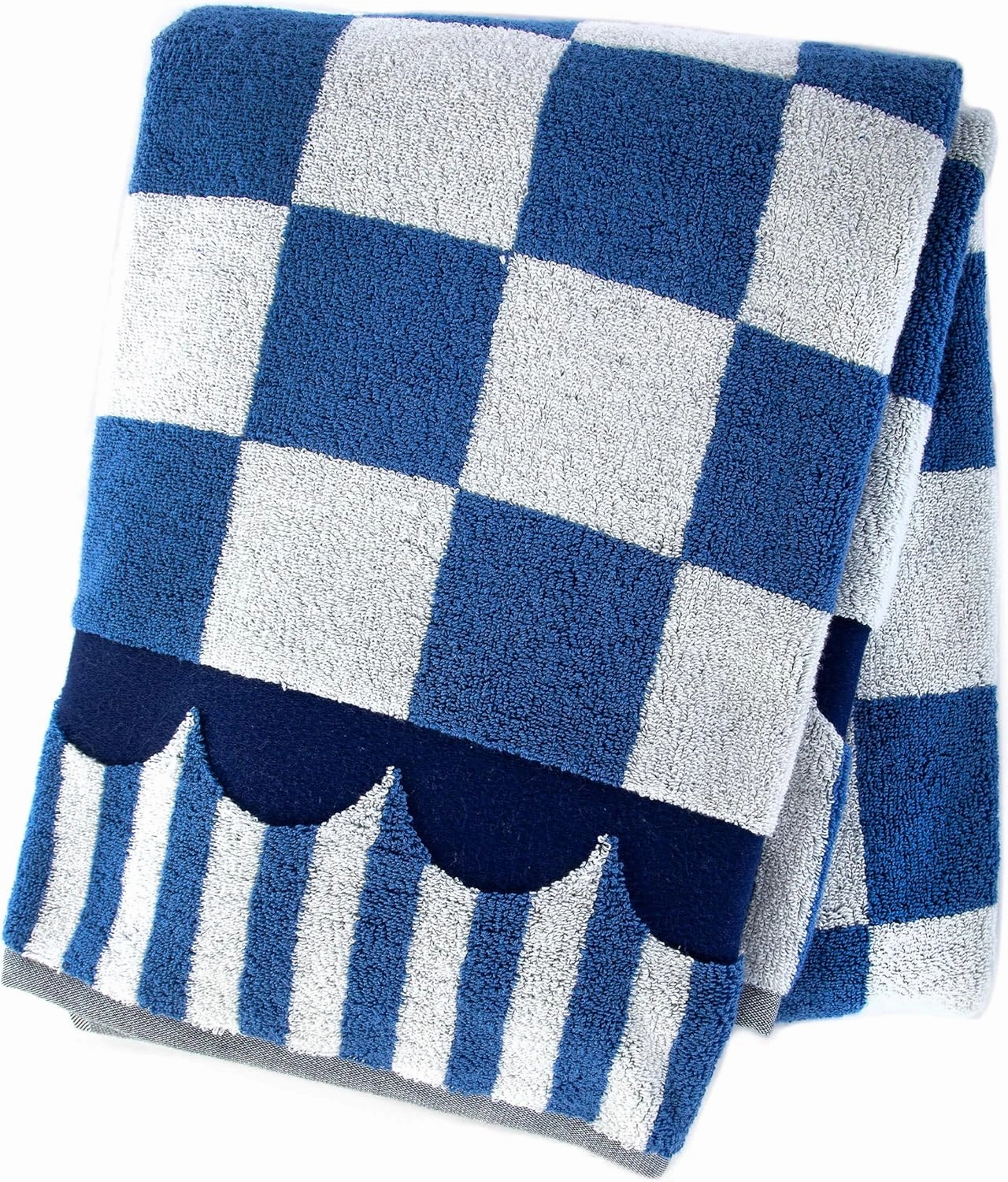MACKENZIE-CHILDS Bath Towel, Cute Decorative Bathroom Towel, Blue-and-White Royal Check