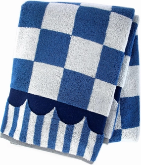 MACKENZIE-CHILDS Bath Towel, Cute Decorative Bathroom Towel, Blue-and-White Royal Check