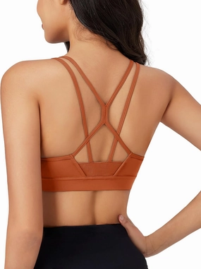 MAGCOMSEN Womens Strappy Sports Bra Padded Backless Sexy Low Impact Moisture-Wicking Wireless for Yoga Workout Fitness