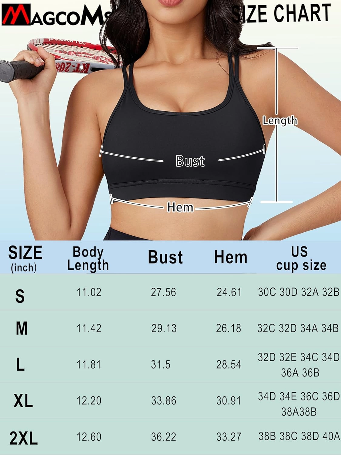 MAGCOMSEN Womens Strappy Sports Bra Padded Backless Sexy Low Impact Moisture-Wicking Wireless for Yoga Workout Fitness