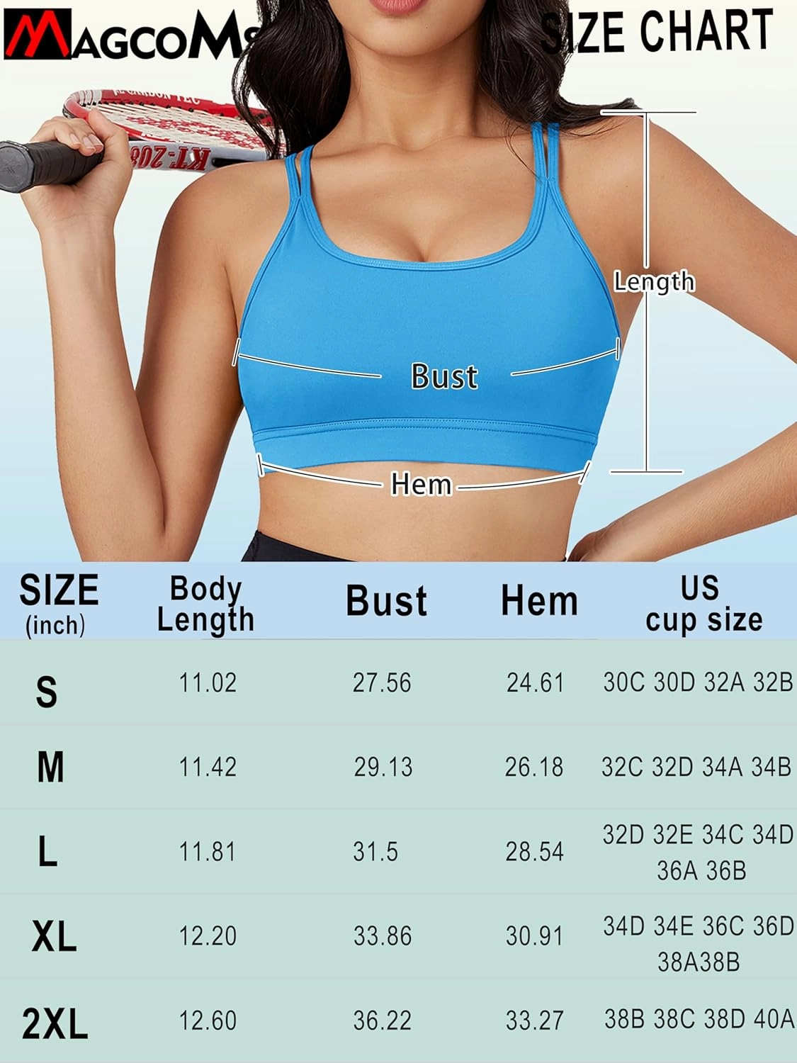 MAGCOMSEN Womens Strappy Sports Bra Padded Backless Sexy Low Impact Moisture-Wicking Wireless for Yoga Workout Fitness