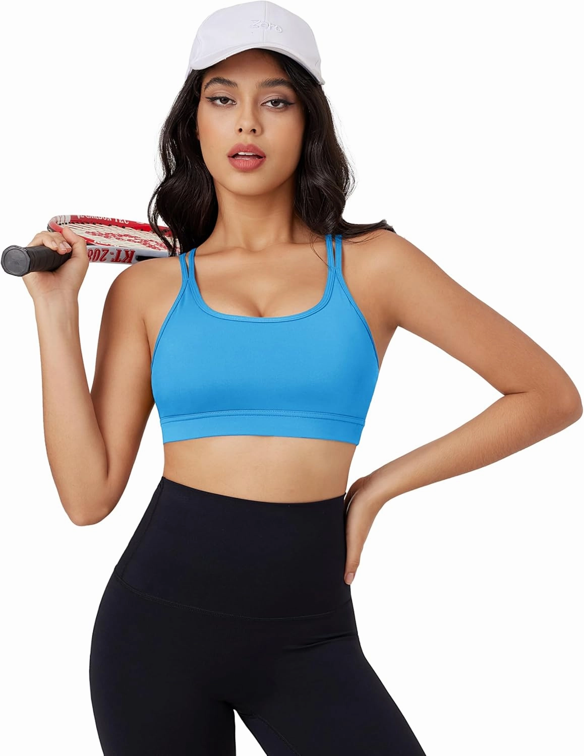 MAGCOMSEN Womens Strappy Sports Bra Padded Backless Sexy Low Impact Moisture-Wicking Wireless for Yoga Workout Fitness