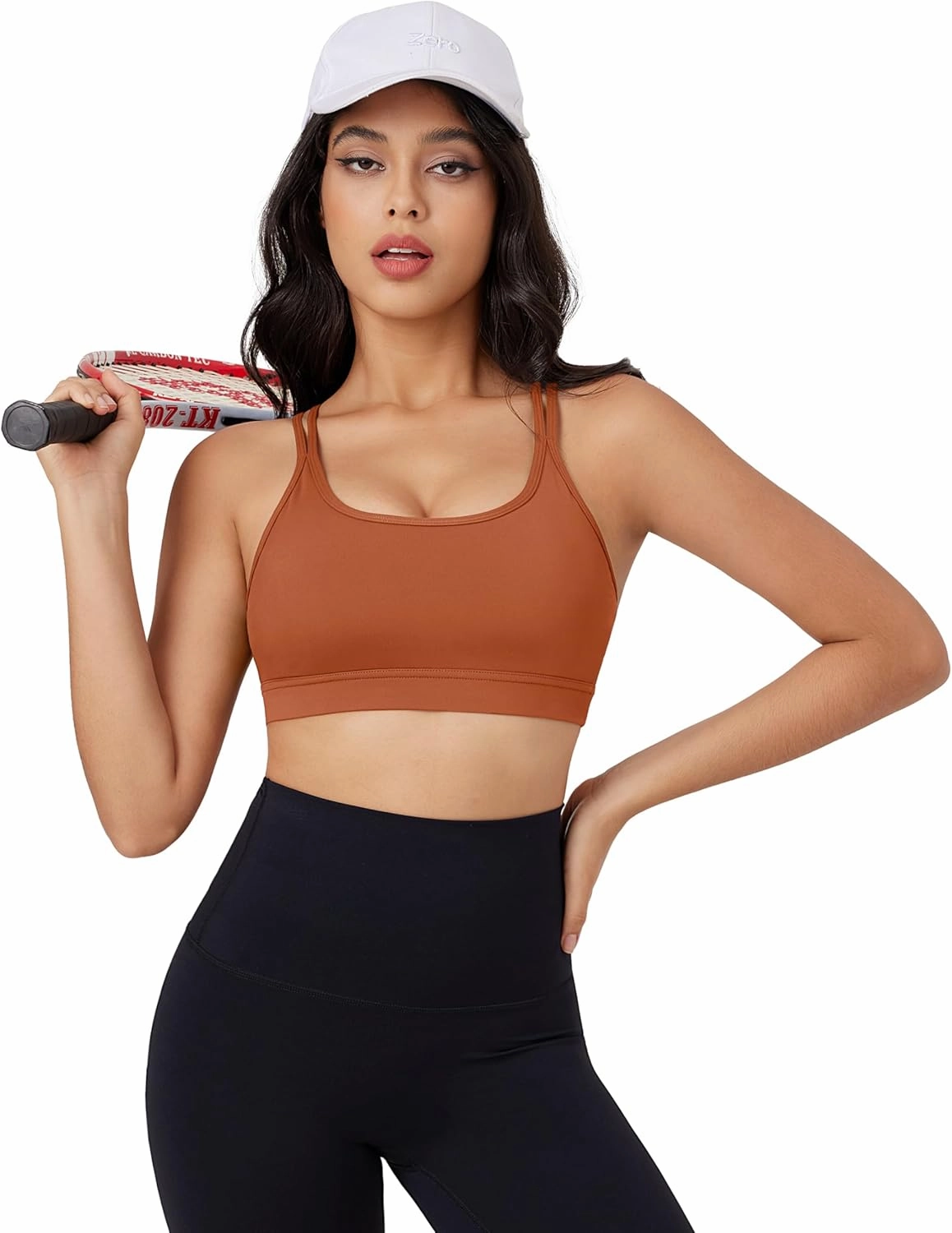 MAGCOMSEN Womens Strappy Sports Bra Padded Backless Sexy Low Impact Moisture-Wicking Wireless for Yoga Workout Fitness