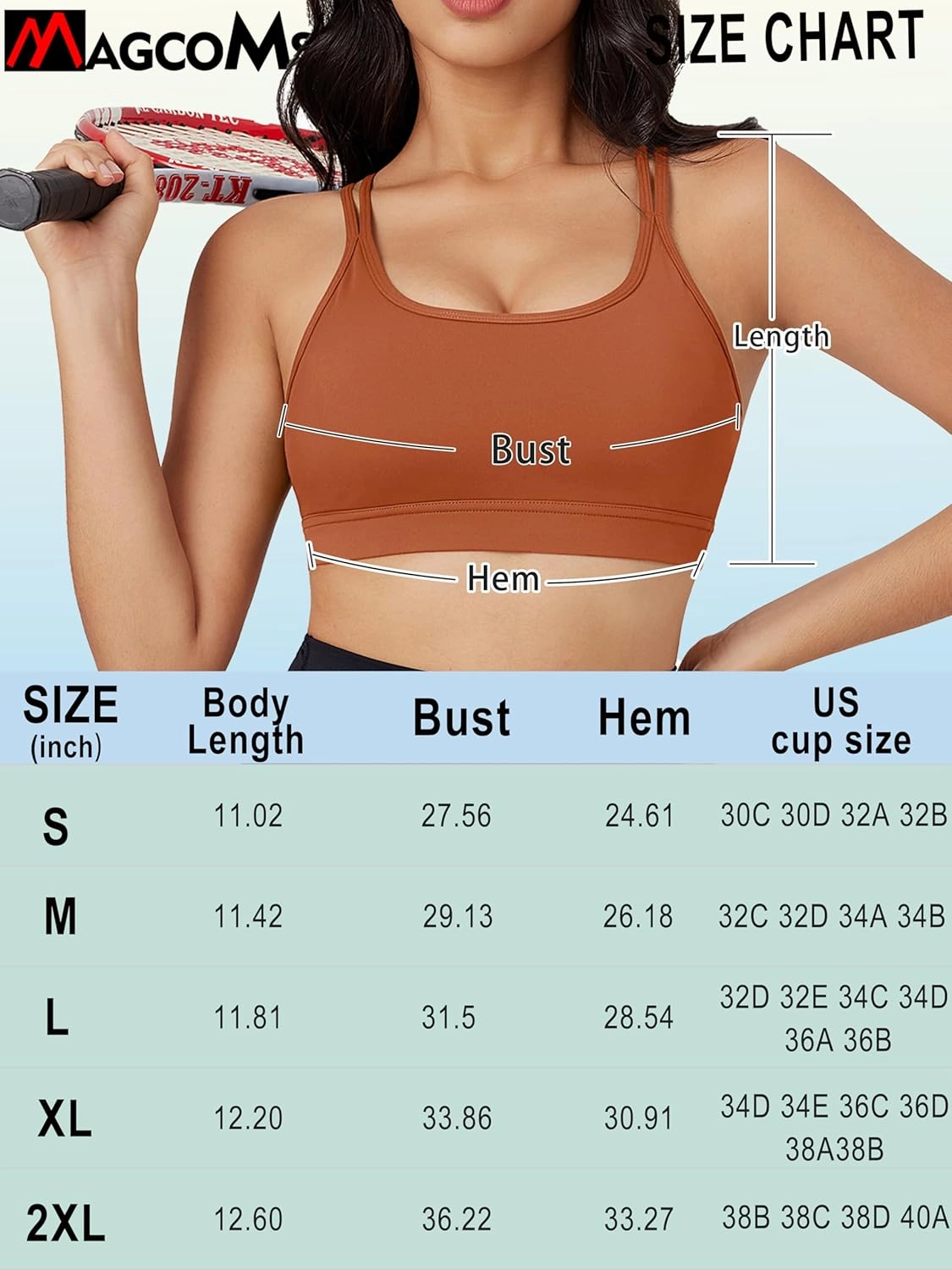 MAGCOMSEN Womens Strappy Sports Bra Padded Backless Sexy Low Impact Moisture-Wicking Wireless for Yoga Workout Fitness