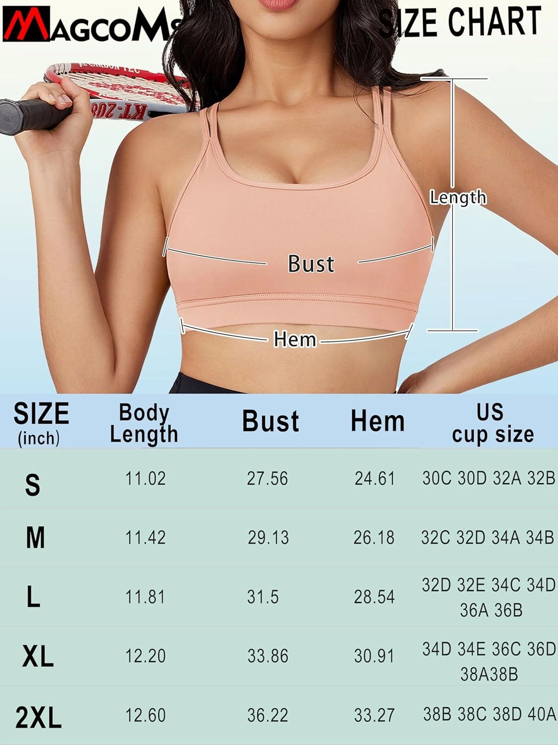 MAGCOMSEN Womens Strappy Sports Bra Padded Backless Sexy Low Impact Moisture-Wicking Wireless for Yoga Workout Fitness