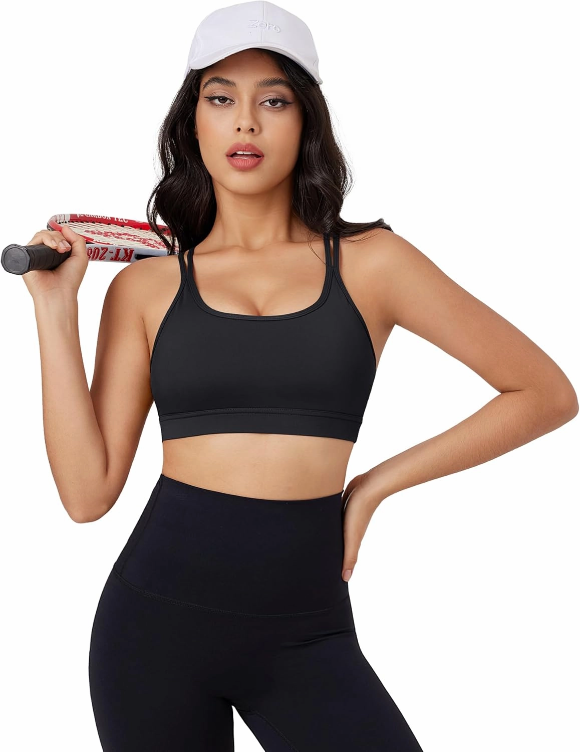 MAGCOMSEN Womens Strappy Sports Bra Padded Backless Sexy Low Impact Moisture-Wicking Wireless for Yoga Workout Fitness