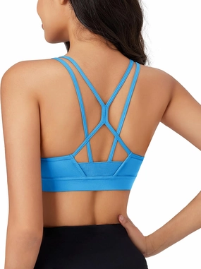 MAGCOMSEN Womens Strappy Sports Bra Padded Backless Sexy Low Impact Moisture-Wicking Wireless for Yoga Workout Fitness