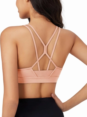 MAGCOMSEN Womens Strappy Sports Bra Padded Backless Sexy Low Impact Moisture-Wicking Wireless for Yoga Workout Fitness