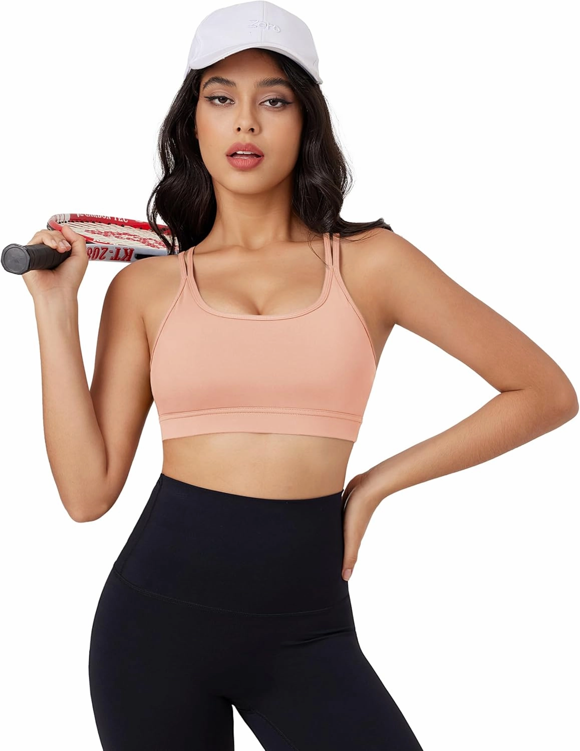 MAGCOMSEN Womens Strappy Sports Bra Padded Backless Sexy Low Impact Moisture-Wicking Wireless for Yoga Workout Fitness