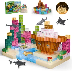 Magnetic Blocks 110PCS with 6 Animal Toys, Ocean Building Blocks Set, Toys for Boys & Girls Age 6-8, STEM Montessori Stacking Building for Toddlers Sensory for Kids 6 