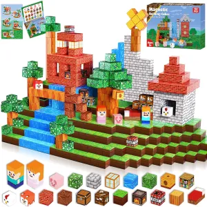 Magnetic Blocks-150PCS Grassland Magnetic Building Blocks Set, Kids Classroom Sensory Toy for Toddlers STEM Learning, Construction Stacking Toy for Kids 3  Boys and Girls Christmas Birthday Gifts