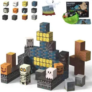 Magnetic Blocks Halloween Toys for Kids Spooky Town Building Set Halloween Cemetery Party Gift Boys 3 