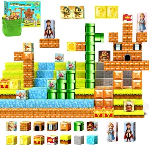 Magnetic Blocks- Magnetic Building Blocks Magnet Cube Toys Stacking, Build Forest Toys & Games Set, STEM Sensory Play, Birthday Giftsfor Kids Boys Girls Age 3 4 5 6 7 8 9 10 (54pcs 1inch)