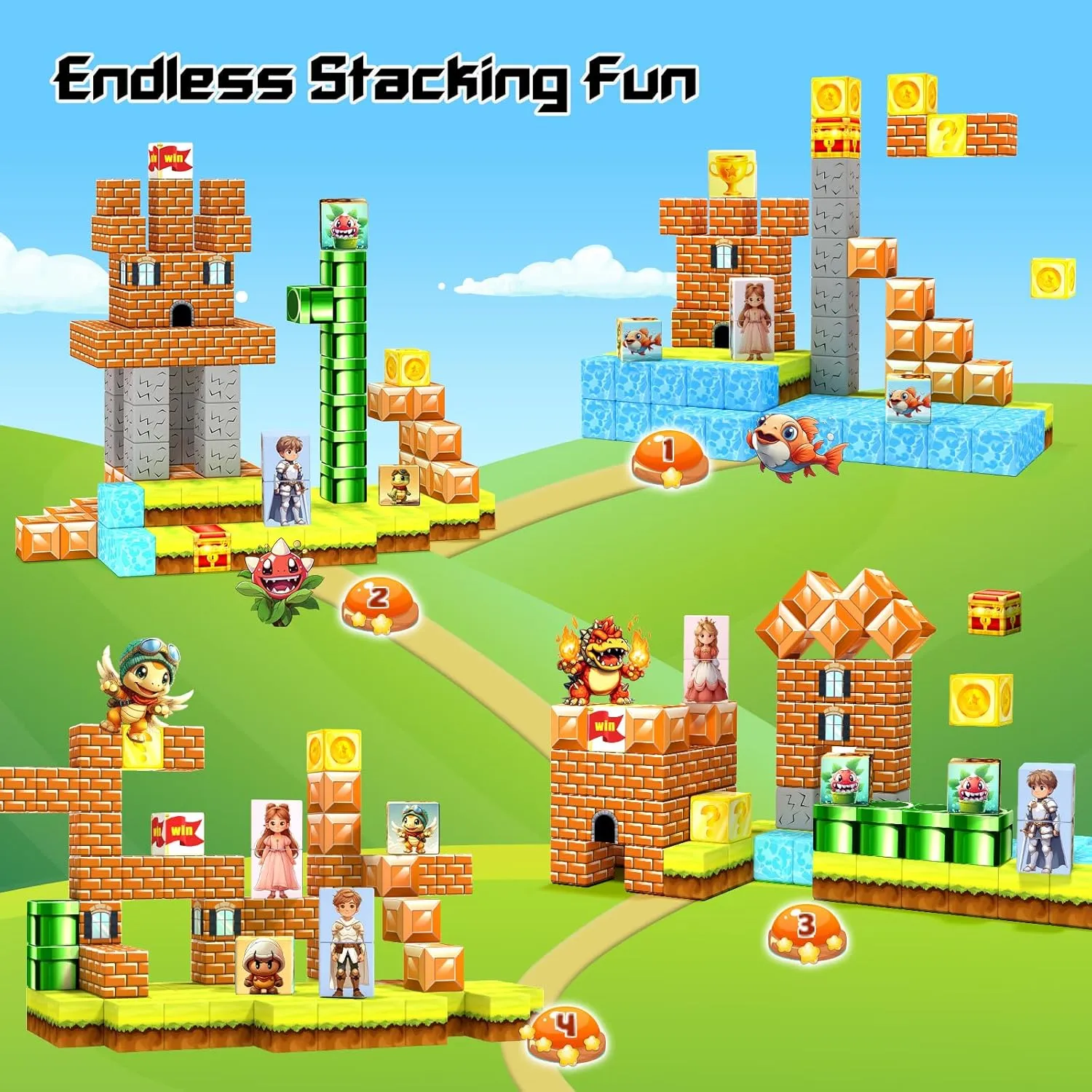 Magnetic Blocks- Magnetic Building Blocks Magnet Cube Toys Stacking, Build Forest Toys & Games Set, STEM Sensory Play, Birthday Giftsfor Kids Boys Girls Age 3 4 5 6 7 8 9 10 (54pcs 1inch)
