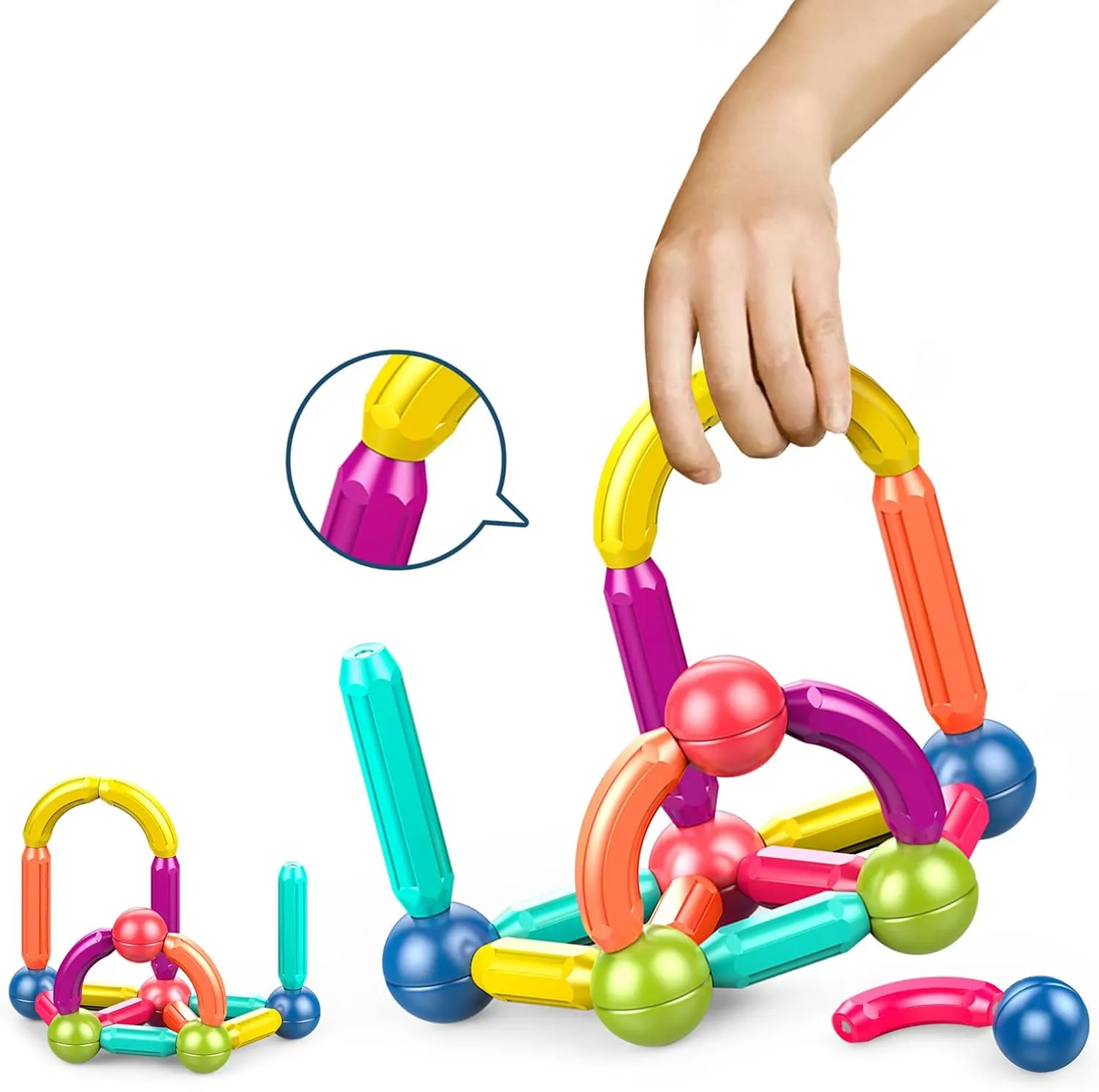 Magnetic Stick, Balls and Rods Set, Building Blocks, STEM Stacking Toys, Educational Magnet Toys for Kids Boys and Girls (64 PCS) (LT2104)