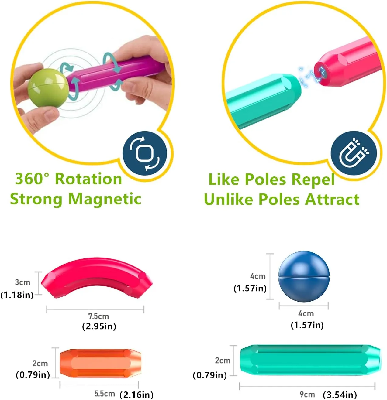 Magnetic Stick, Balls and Rods Set, Building Blocks, STEM Stacking Toys, Educational Magnet Toys for Kids Boys and Girls (64 PCS) (LT2104)