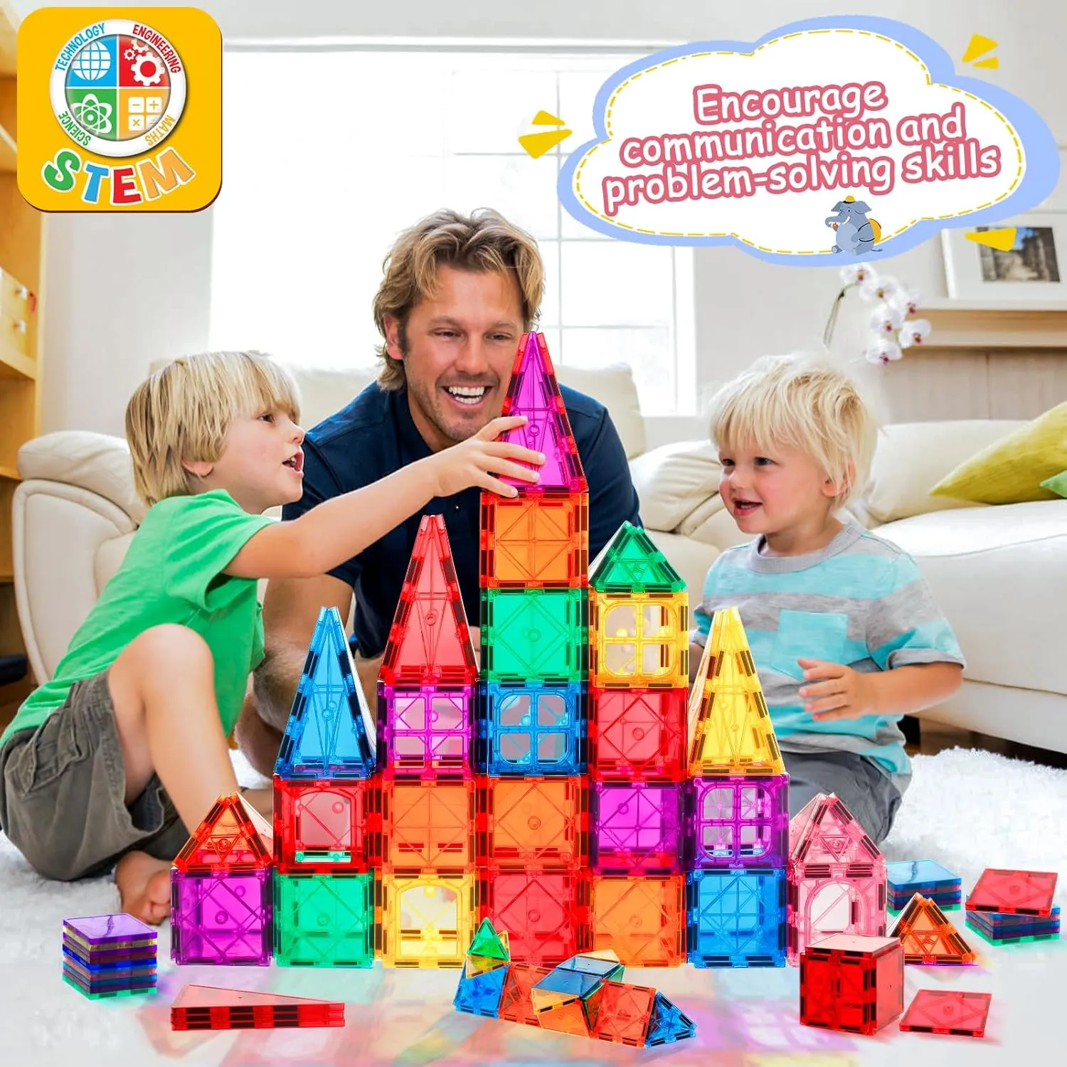 Magnetic Tiles for Kids, Magnetic Blocks Building Toys, 3D Magnet Tiles Preschool Educational Stacking STEM Toys for Toddlers Kids 3 4 5 6 7 8-12