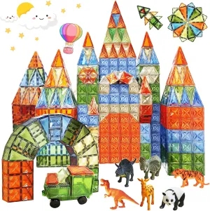 Magnetic Tiles Set,Magnetic Blocks for Kids,Magnet Tiles Building Blocks,Magnetic Construction STEM Educational Toys Gift for Boys and Girls102PCS