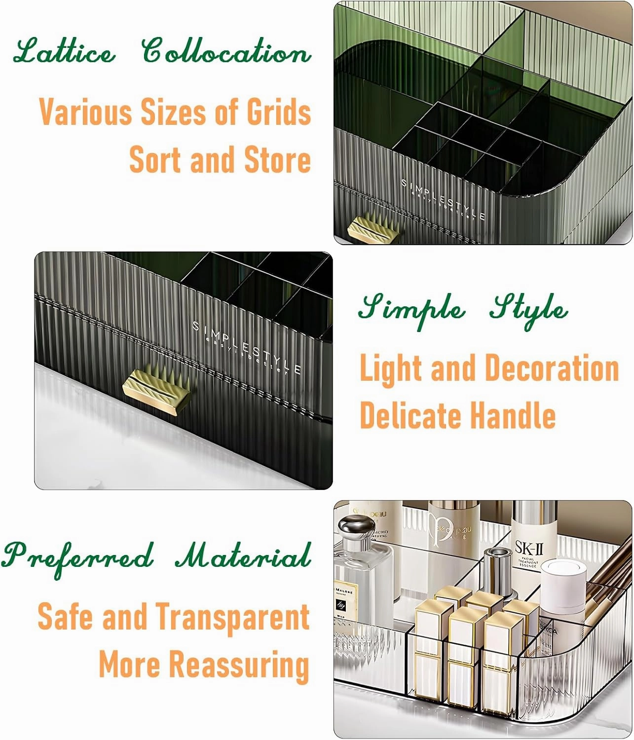 Makeup Organizer 2 Drawers for Vanity, Black Bathroom Counter Organizer and Storage Drawers, Stackable Cosmetic Organizer Countertop for Skincare Desk, Dresser & Toiletry
