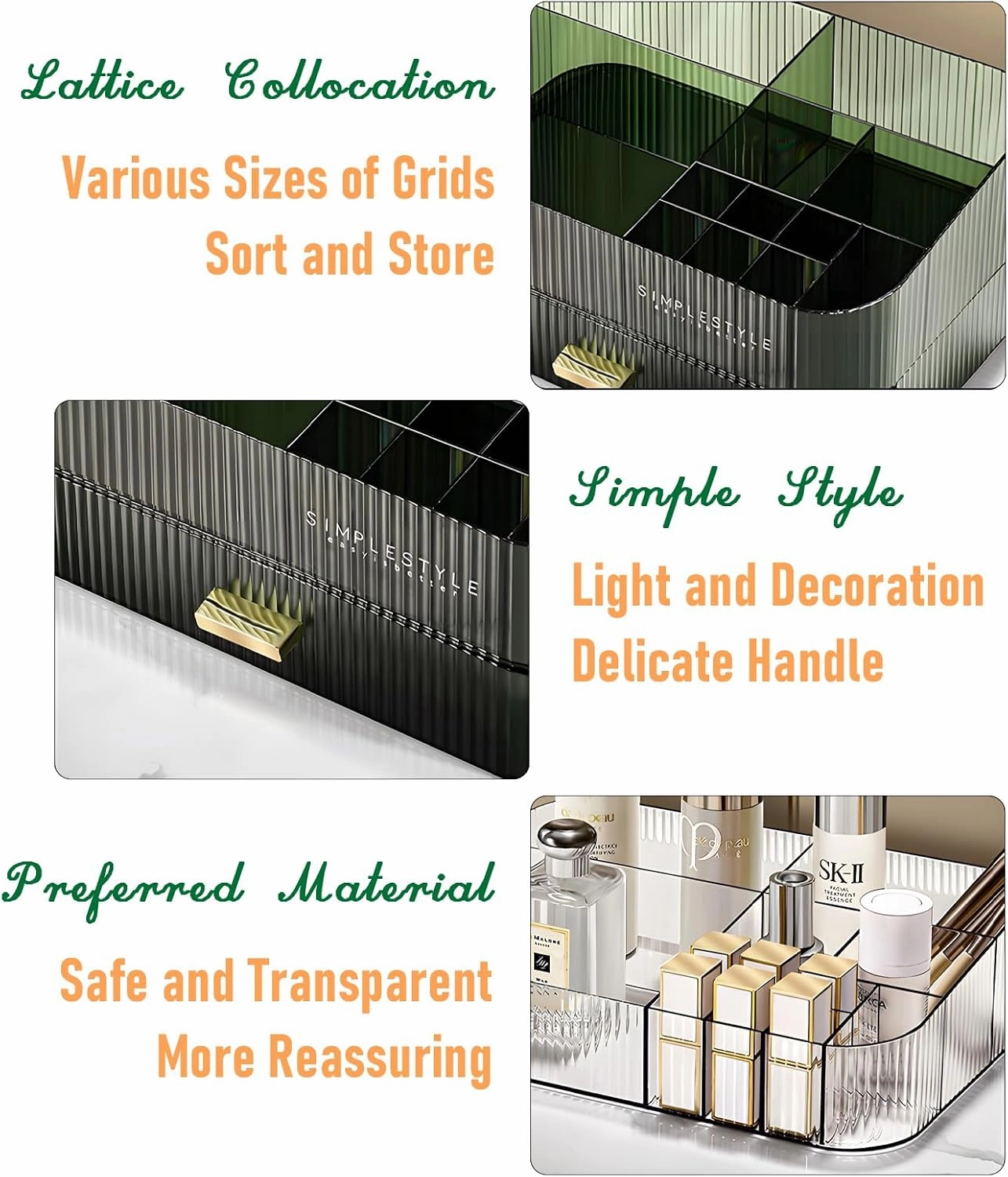 Makeup Organizer 2 Drawers for Vanity, Clear Bathroom Counter Organizer and Storage Drawers, Stackable Cosmetic Organizer Countertop for Skincare Desk, Dresser & Toiletry