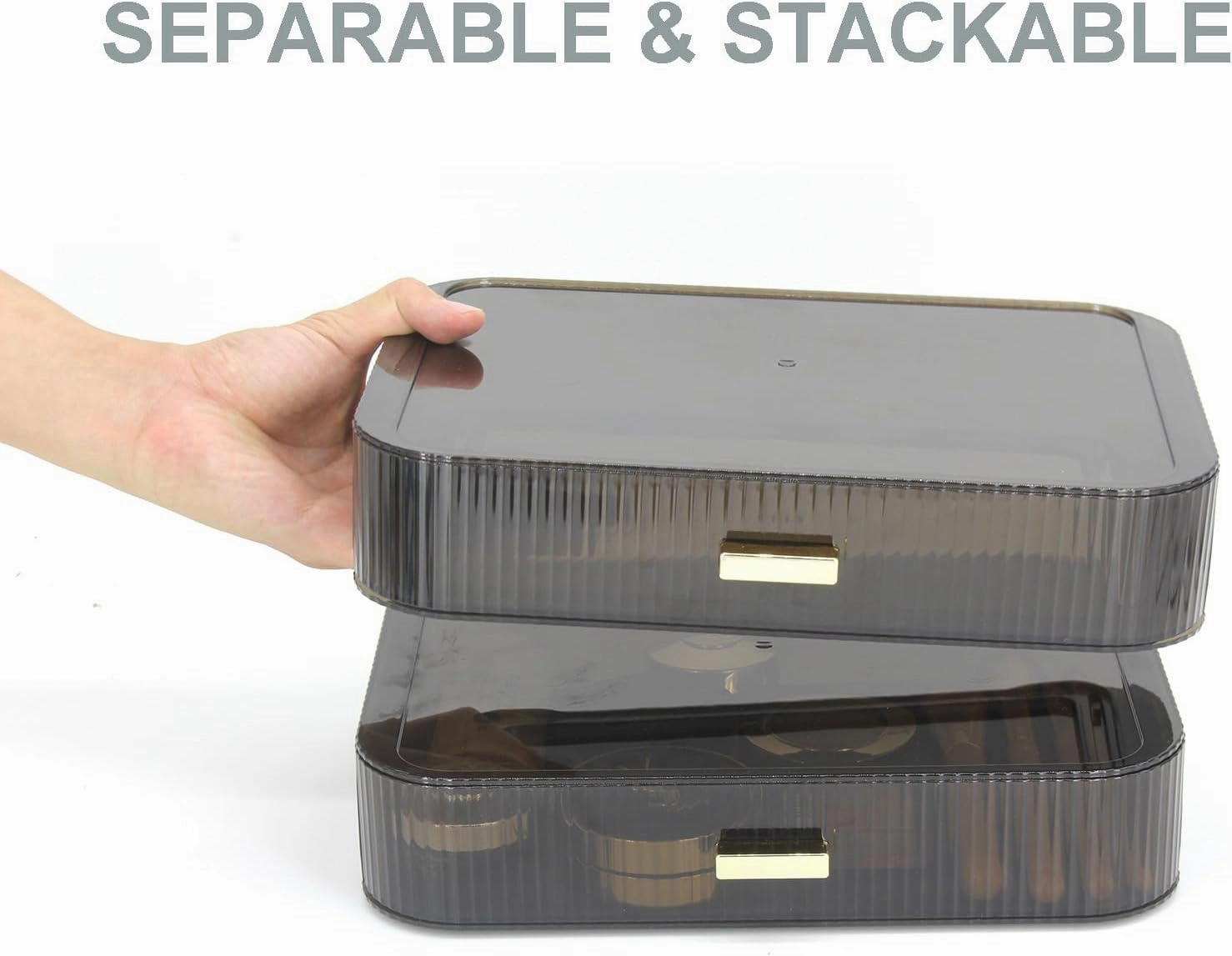 Makeup Organizer Drawers Stackable, Bathroom Vanity Organizers and Storage, Great for Cosmetics, skincare, Lipsticks, Nail Care (Black,1 Drawer)