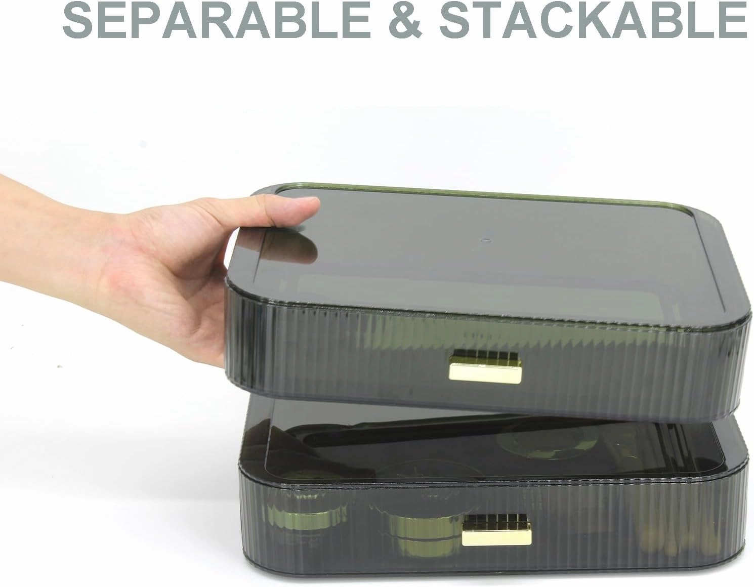 Makeup Organizer Drawers Stackable, Bathroom Vanity Organizers and Storage, Great for Cosmetics, skincare, Lipsticks, Nail Care (Green,1 Drawer)