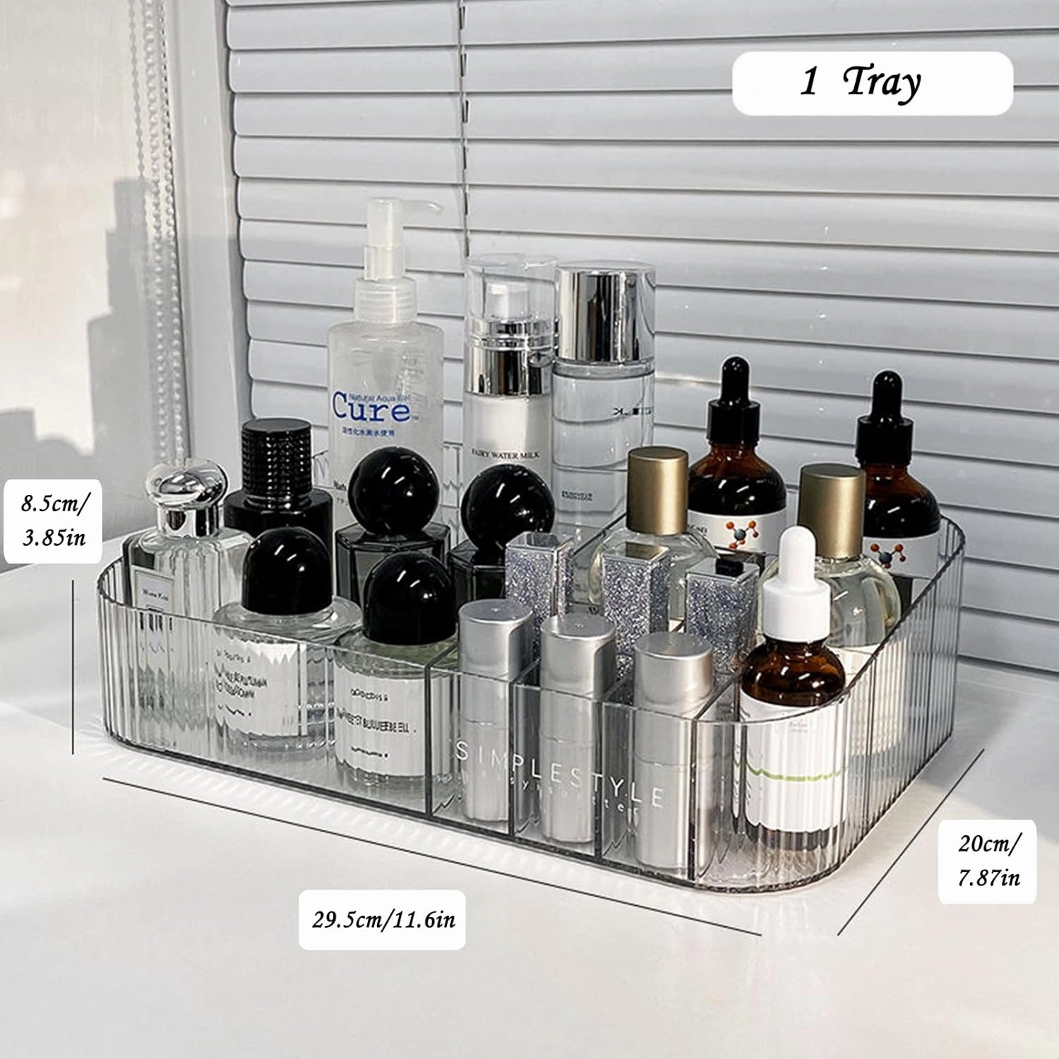 Makeup Organizer with Drawers, Stackable Cosmetics Organizer, Large Make Up Organizer Storage Box, Ideal for Bathroom Countertop and Desk (1 x Drawer, Clear)