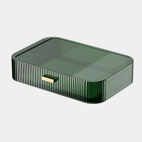Makeup Organizer with Drawers, Stackable Cosmetics Organizer, Large Make Up Organizer Storage Box, Ideal for Bathroom Countertop and Desk (1 x Drawer, Green)