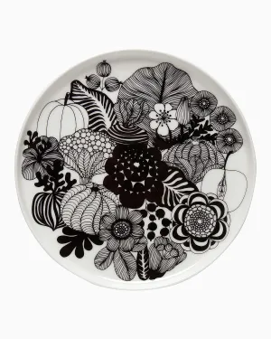 MARIMEKKO Oiva Siirtolapuutarha Stoneware Salad Plate — Refine Your Kitchen Décor with Our Iconic Black & White Stoneware — Stylish Porcelain Salad Plates (8”)
