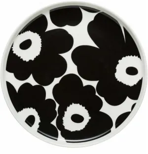 MARIMEKKO Oiva Unikko Salad Plate — Refine Your Kitchen Décor with Our Iconic Black & White Stoneware — Stylish Floral Salad Plates to Elevate Your Drinking Experience (8 in Diameter)