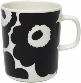MARIMEKKO Oiva Unikko Stoneware Coffee Mug— Refine Your Kitchen Décor with Our Iconic White & Black Mugs — Stylish Porcelain Coffee Mugs to Elevate Your Drinking Experience (8oz)