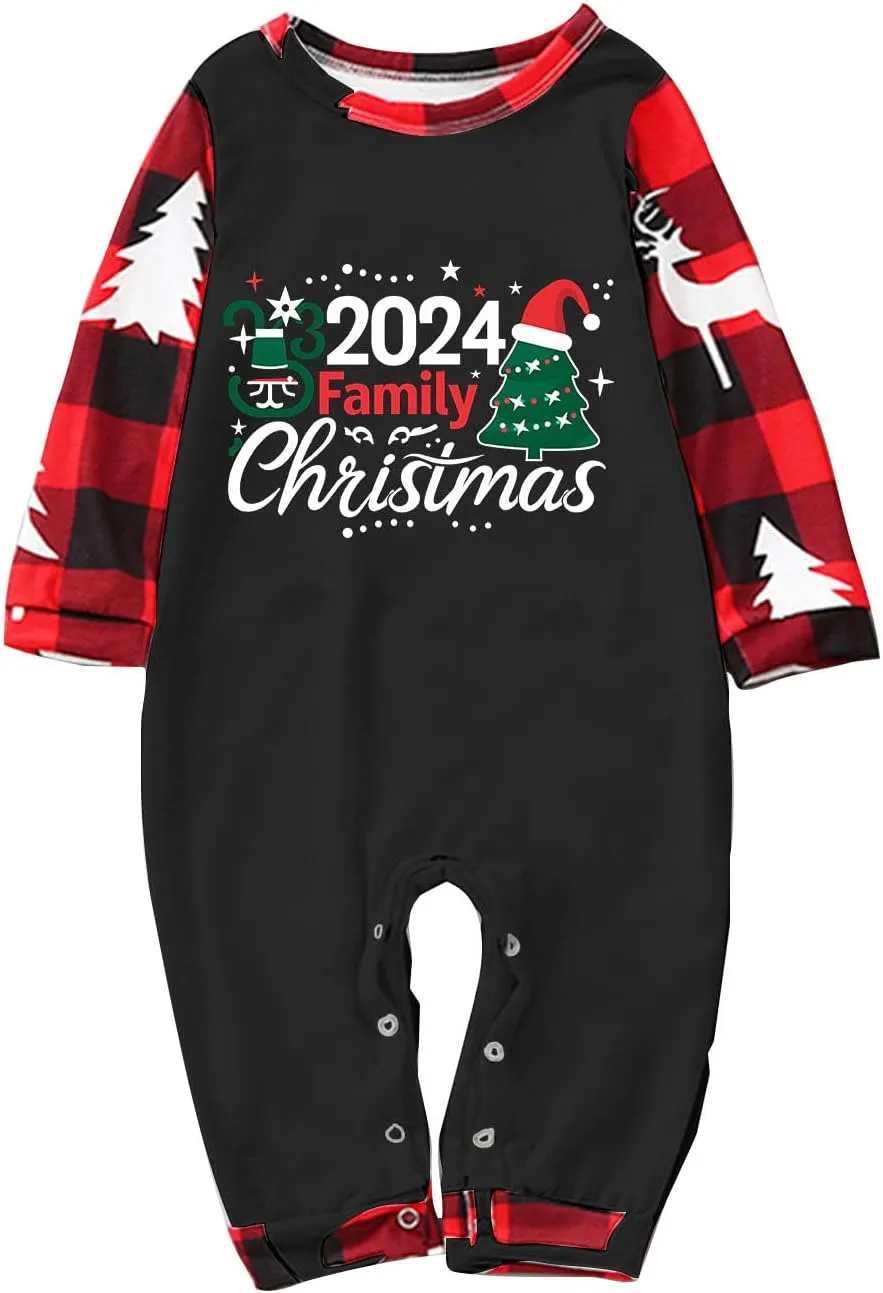 Matching Christmas Pajamas for Family 2024 Pjs Sets Xmas Holiday Plaid Pajama Set Jammies Loungewear Sleepwear