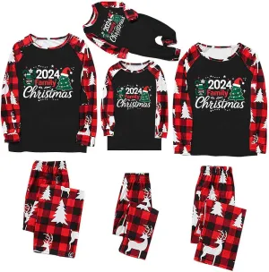 Matching Christmas Pajamas for Family 2024 Pjs Sets Xmas Holiday Plaid Pajama Set Jammies Loungewear Sleepwear