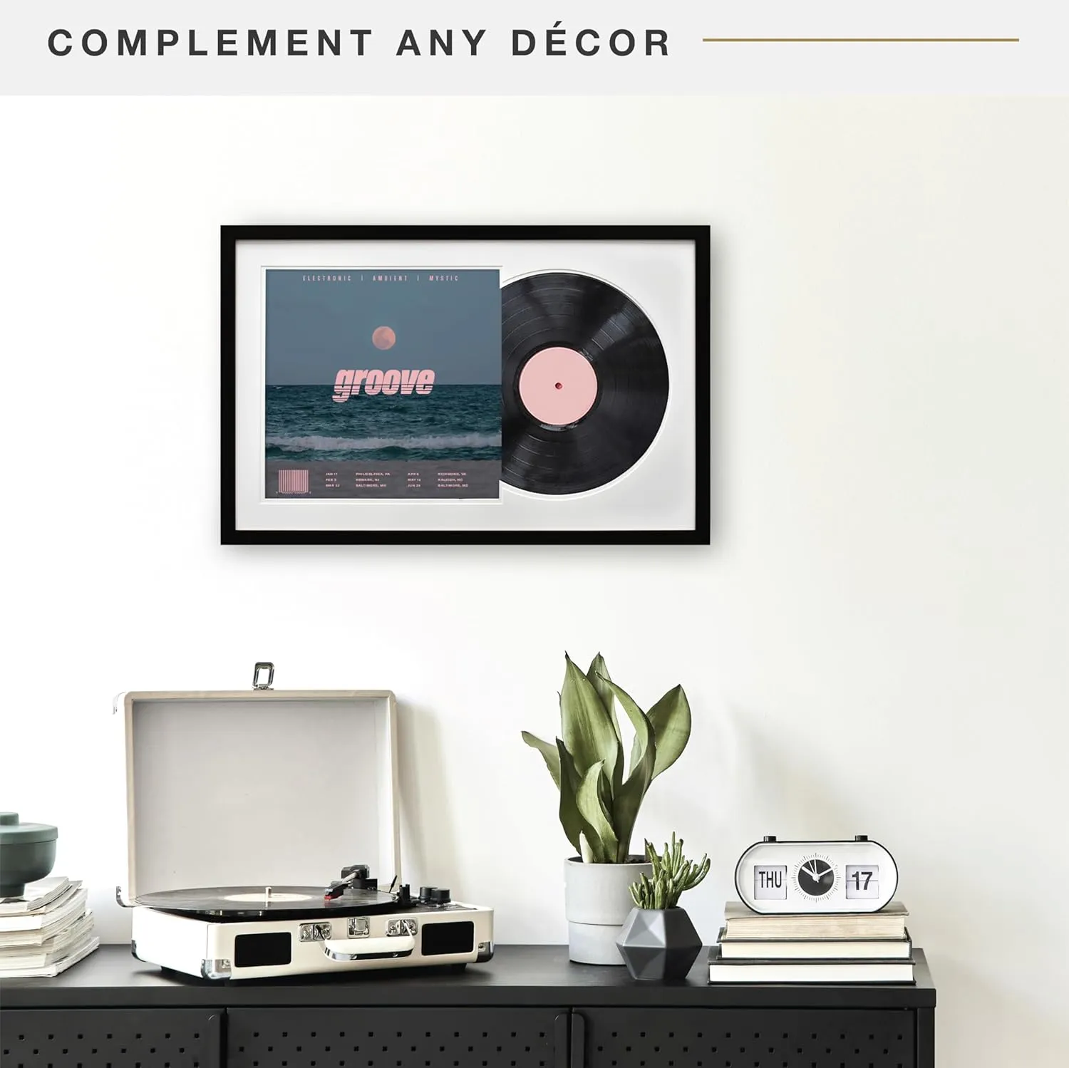 MCS Double Matte Record Album Frame, 16.5x25 Record Frame, Black Frame for LP Vinyl Record & Jacket Display (1-Pack)
