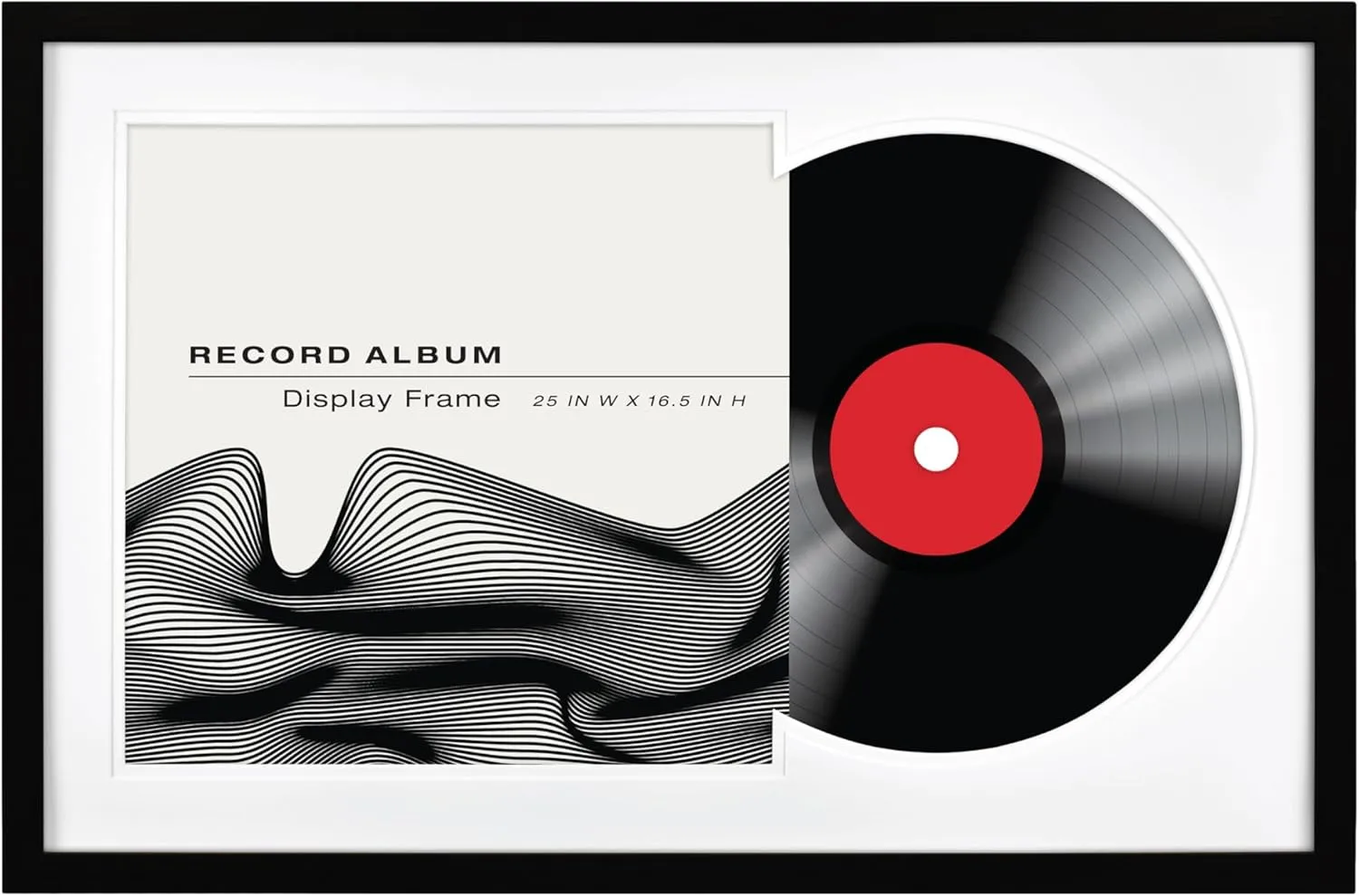 MCS Double Matte Record Album Frame, 16.5x25 Record Frame, Black Frame for LP Vinyl Record & Jacket Display (1-Pack)