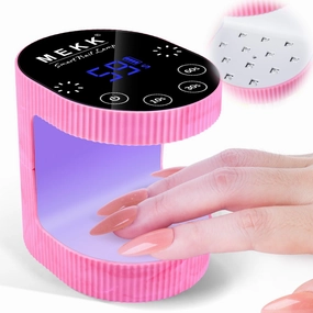 MEKK Cordless Mini UV Light for Gel Nails - 24W Rechargeable Mini UV LED Nail Lamp with Touch Control & Auto Sensor,Small Flash Cure Lamp,4 Timers,Portable Nail Light for Salon & Home-Glaze Pink
