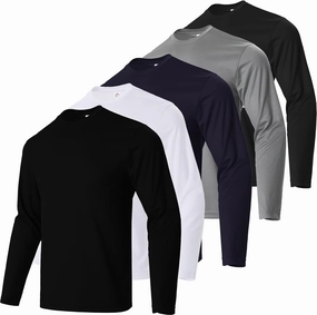 Men's Pack Dry-Fit UV Moisture Wicking Shirts UPF 50  Breathable Long Sleeve Tees Sun Protection T-Shirt with Hood