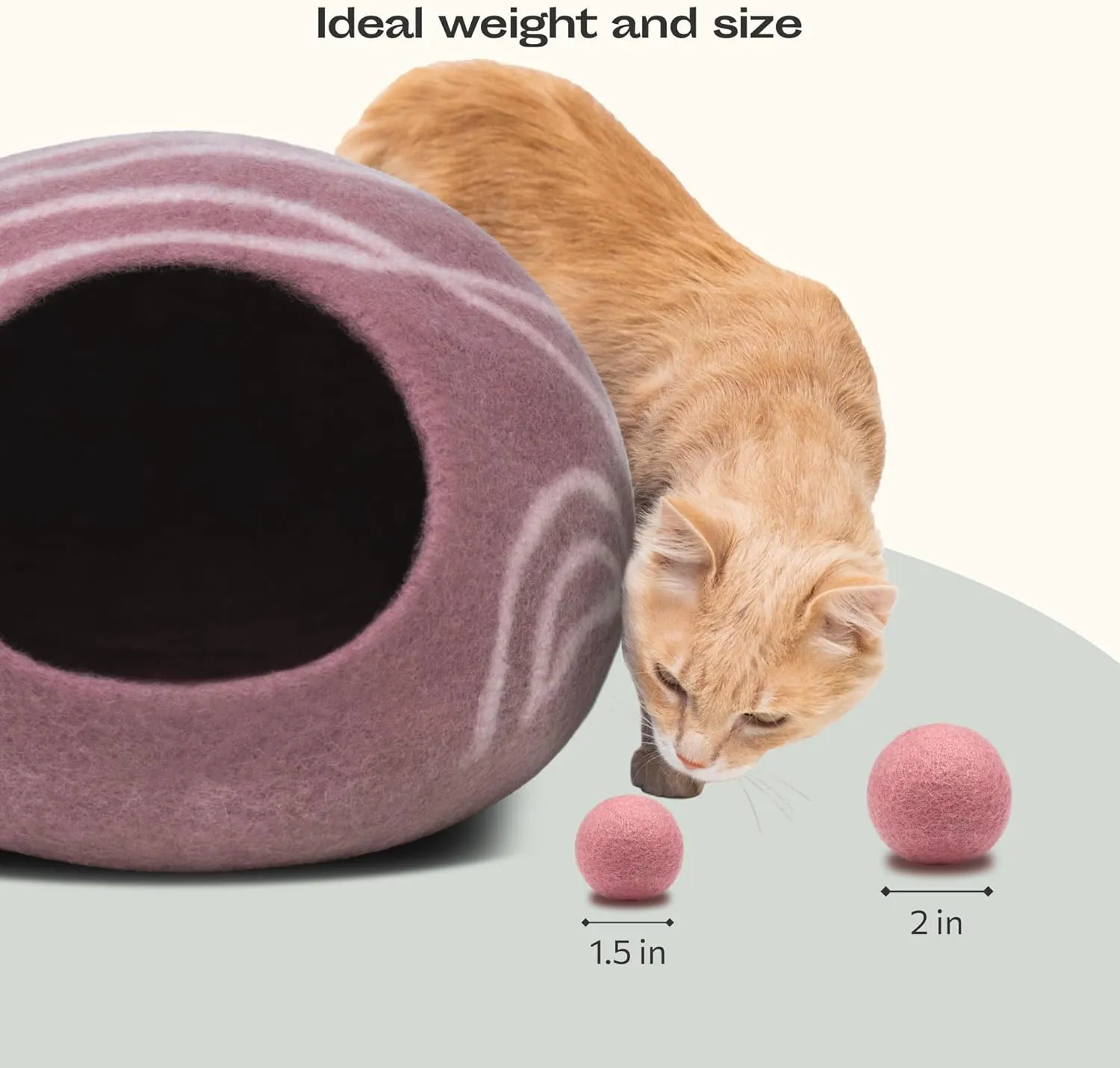MEOWFIA Wool Ball Toys - 6-Pack of Safe for Cats and Small Dogs Balls - 1.5 Inch Felted Wool Cat Toy and Dog Toy - Perfect with Cat Cave - Silent - Mini Tennis Balls - (1,5in, Pink)