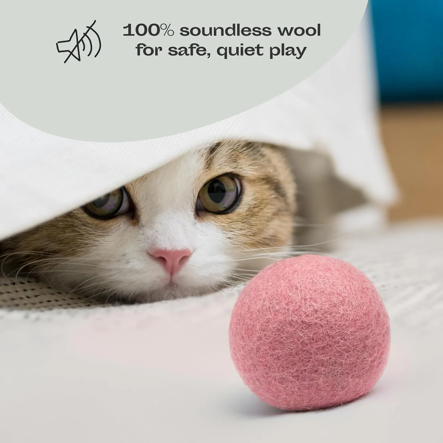 MEOWFIA Wool Ball Toys - 6-Pack of Safe for Cats and Small Dogs Balls - 1.5 Inch Felted Wool Cat Toy and Dog Toy - Perfect with Cat Cave - Silent - Mini Tennis Balls - (1,5in, Pink)