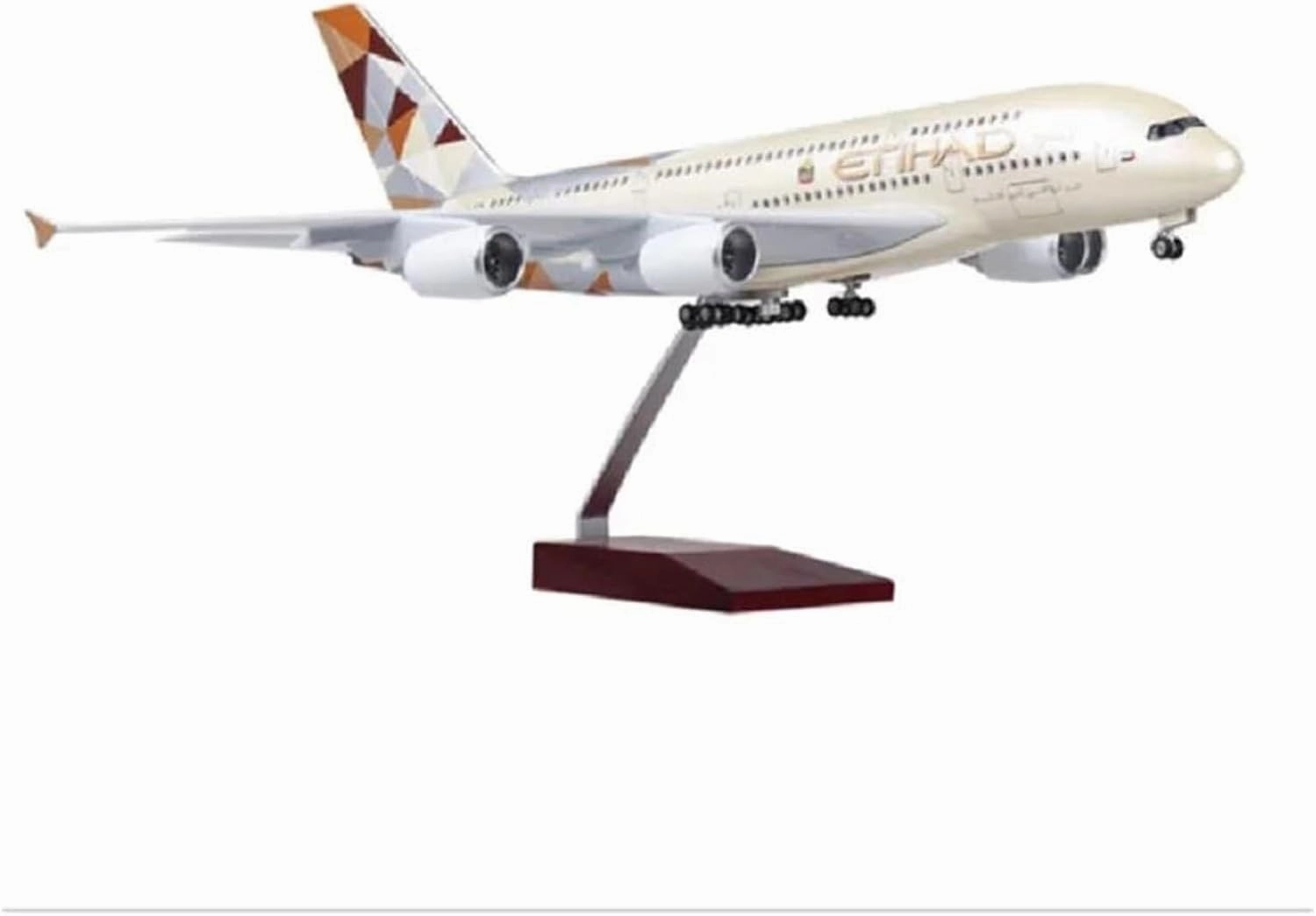 Metal Aircraft Model 1/160 Scale for Airplane A380 ETIHAD Airways Model Diecast Resin Plane Collection Display Static Display Aircraft Model Aviation Enthusiasts(with Light)