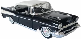 Metal Die Cast Toy Cars 1:24 Scale for Bel Air 1957 Vintage Car Model Adult Classic Full Open Static Display Ornament Black for Home Or Office Décor