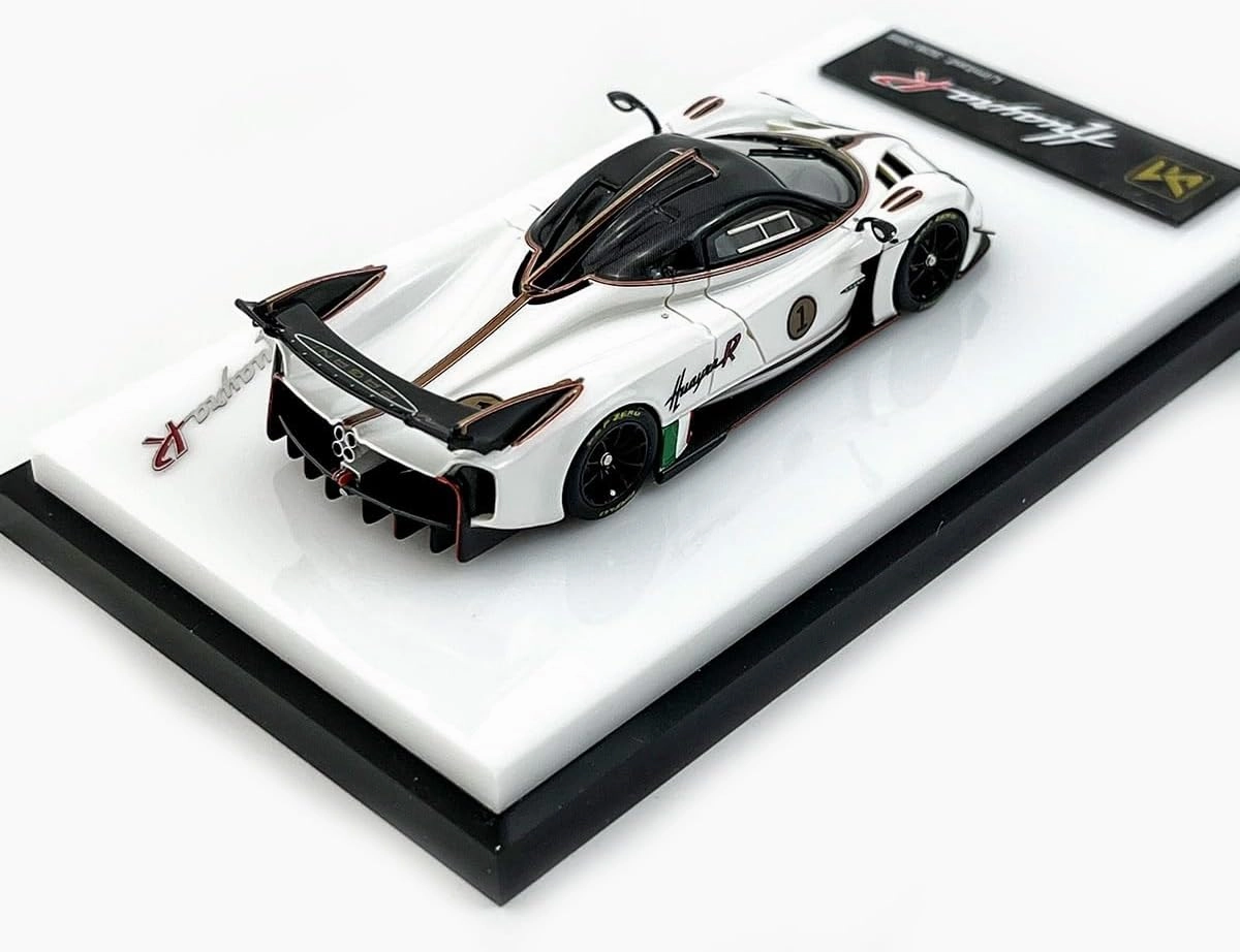 Metal Die Cast Toy Cars 1:64 for Pagani Huayra “R” Resin Car Model for Adult Collection Display Art Ornament for Home Or Office Décor(White)