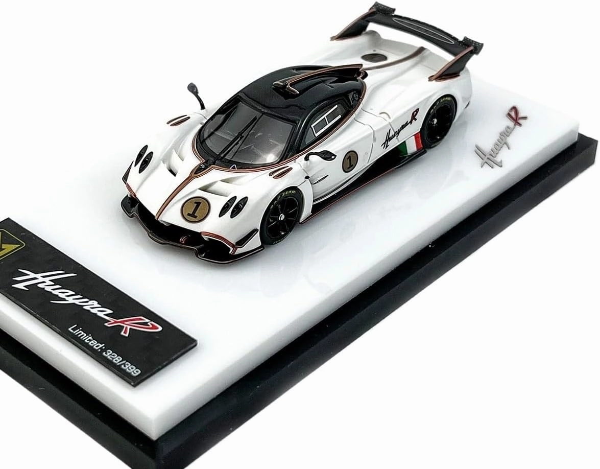Metal Die Cast Toy Cars 1:64 for Pagani Huayra “R” Resin Car Model for Adult Collection Display Art Ornament for Home Or Office Décor(White)