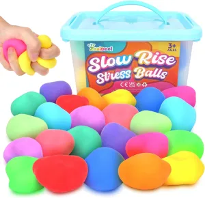 Mini Slow Rising Stress Balls 24 Pack, Stretchy Squishy Ball for Anxiety Relief, Fidget Toys Classroom Supplies for Student Teacher, Travel Sensory Toys for Kids Adults