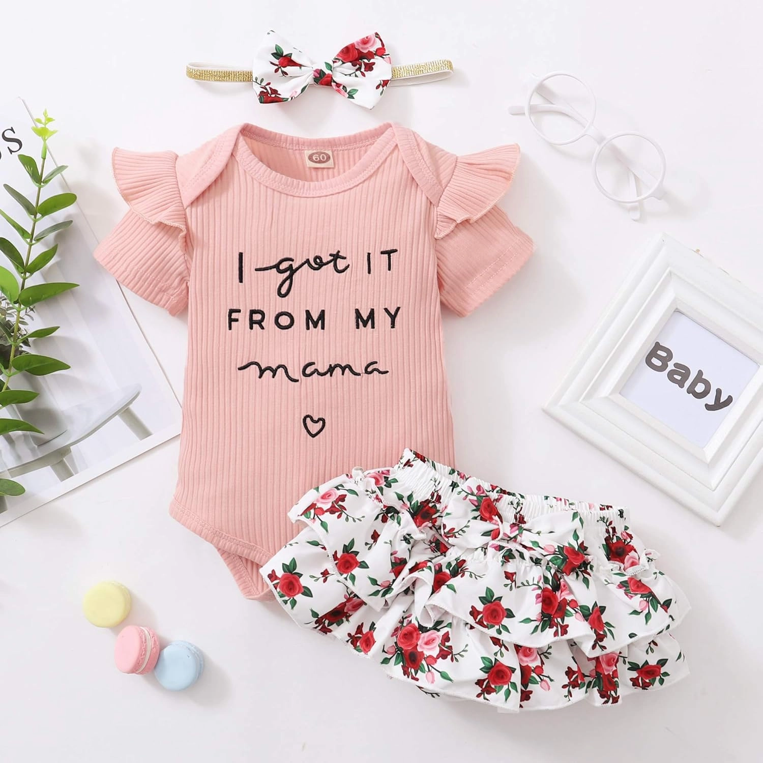 Mioglrie Newborn Infant Baby Girl Clothes Romper Shorts Set Floral Summer Outfits Cute Baby Clothes Girl