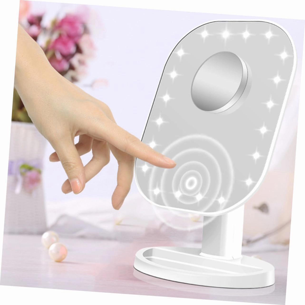 Mipcase Magnifying Led Makeup Mirror USB Powered Cosmetic Beauty Mirror Light Bulbs Touch Sensor and Design for Details White